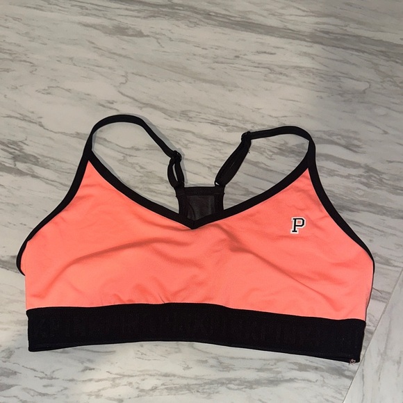 PINK Victoria's Secret Dual Sports Bra Set - Peach and Heather Gray - Picture 3 of 5